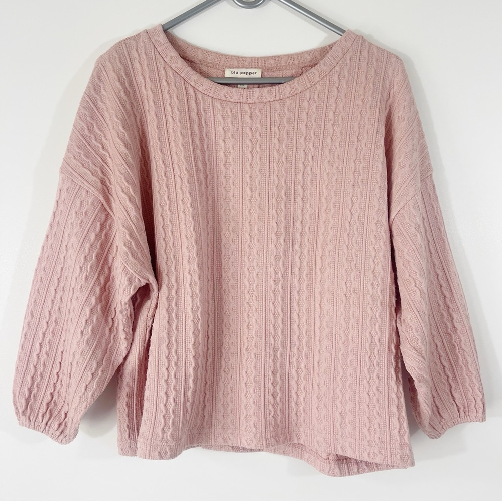Blu Pepper Pink Mauve Sweater Button Back Size Small